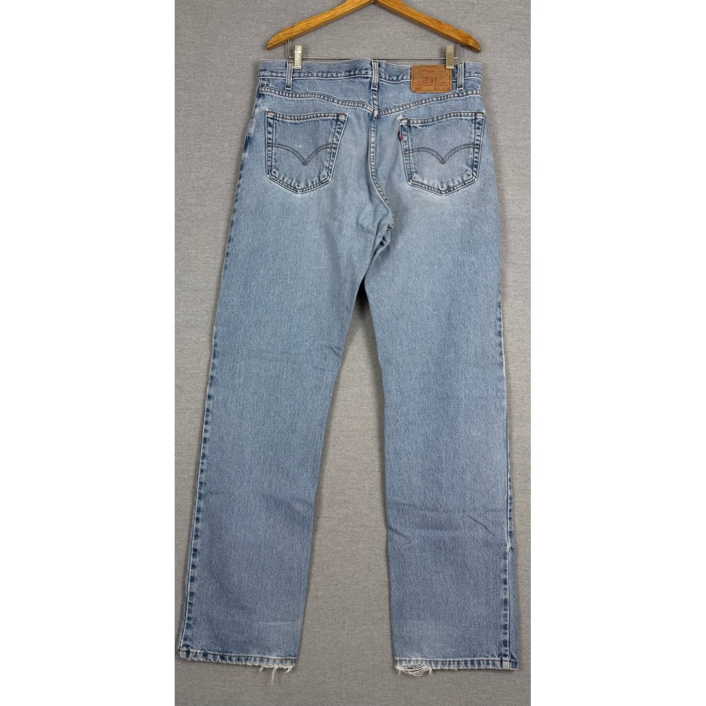 Vintage 90s Levis 505 Regular Fit Straight Leg Light Wash Jeans 35x33 1616